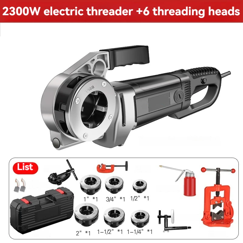 2300W Portable Hand-Held Electric Pipe Threading Machine Household Hinged Plate Galvanized Threading machine Threading Tool