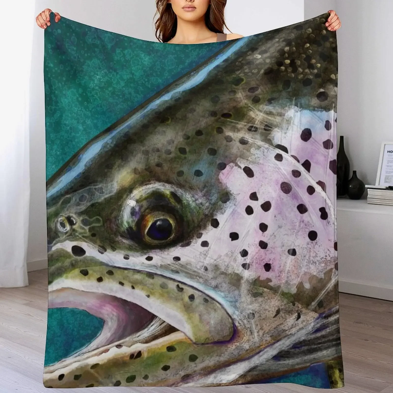 

The Steelhead Trout Throw Blanket Stylish Decor Blanket Gift for Friends Roommate
