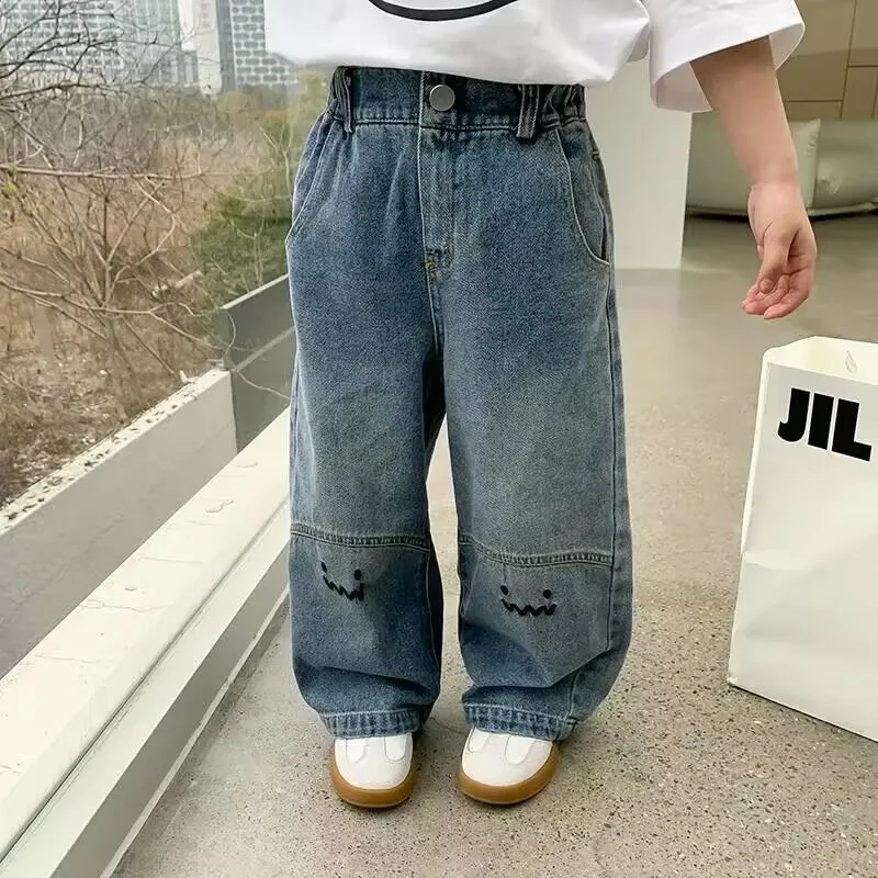 Kids Jeans for Girls Denim Trousers Children Wide Leg Pants Spring Autumn Baby Clothes Teenagers Costumes 3 5 7 9 Y Years