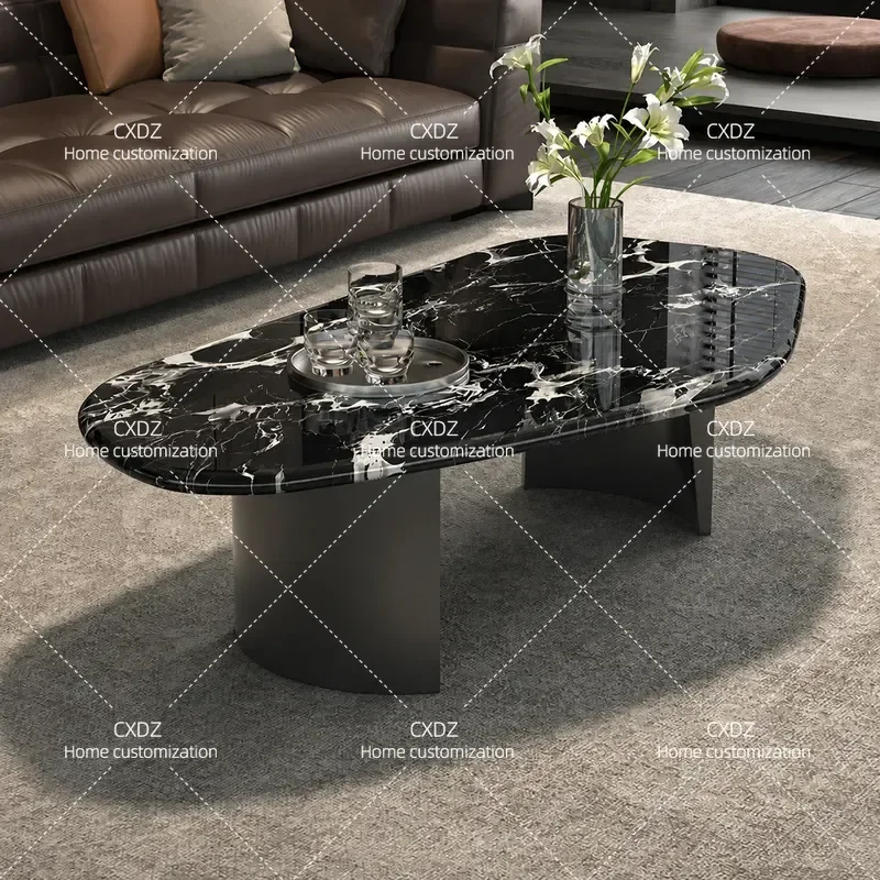 Natural Marble Coffee Table Black Rose Luxury Stone Minimalist High End Household Small Apartment Side Table Modern Living
