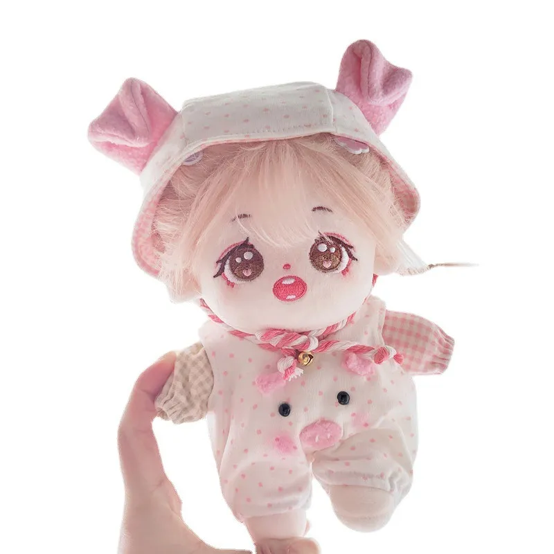 Christmas Gift 20CM Cartoon Cotton Doll Clothes Polka Dot Piglet Strap Pants Piglet Ear Hat Set Dress up Accessories Gift