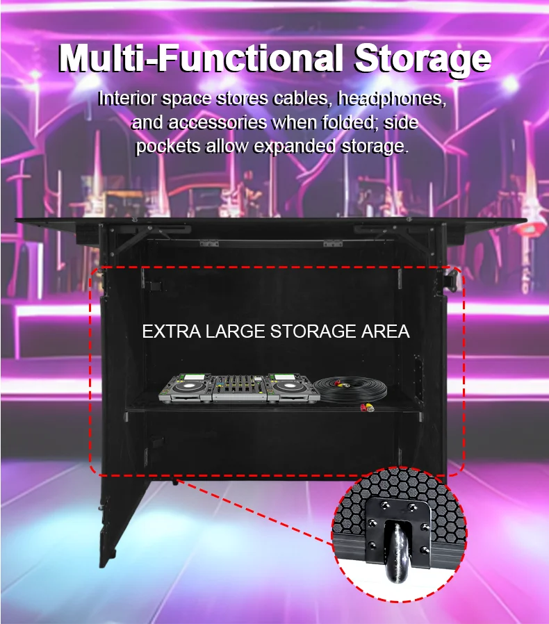 Portable foldable DJ facade booth DJ table Flight case Black aluminum frame plywood for trade shows and parties
