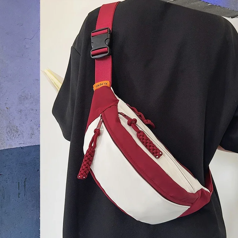 

Women Contrast Color Chest Bag Female Casual Simple Crossbody New Student Motorcycle Sports Small Bag with Waist Pack