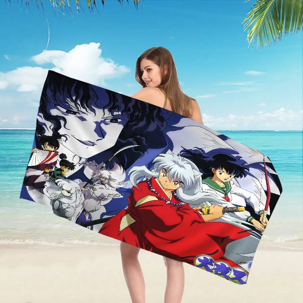 Japanese Anime I-Inuyasha Microfiber Printed Beach Towel Mountain Climbing Yoga Beach Swimming Running Absorbent Soft Towel