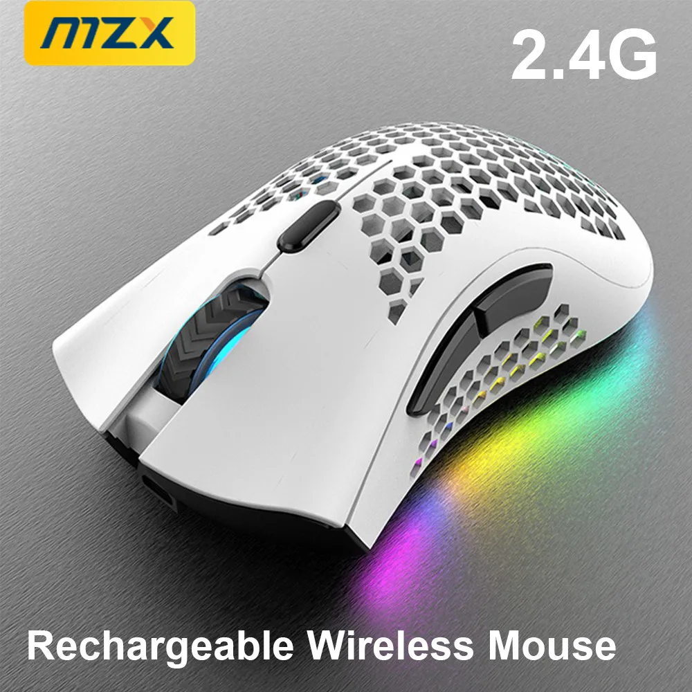 MZX 2.4G Wireless Mouse Chargeable RGB Light Ergonomics USB Charging Gaming Mice Desktop PC Computer Notebook Laptop Accessories