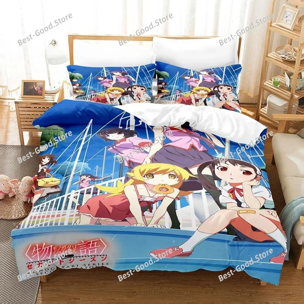 Fashion 3D Print Anime Monogatari Series Bedding Set Single Twin Full Queen King Size Bed Set Adult Kid Bedroom Duvet Cover Sets