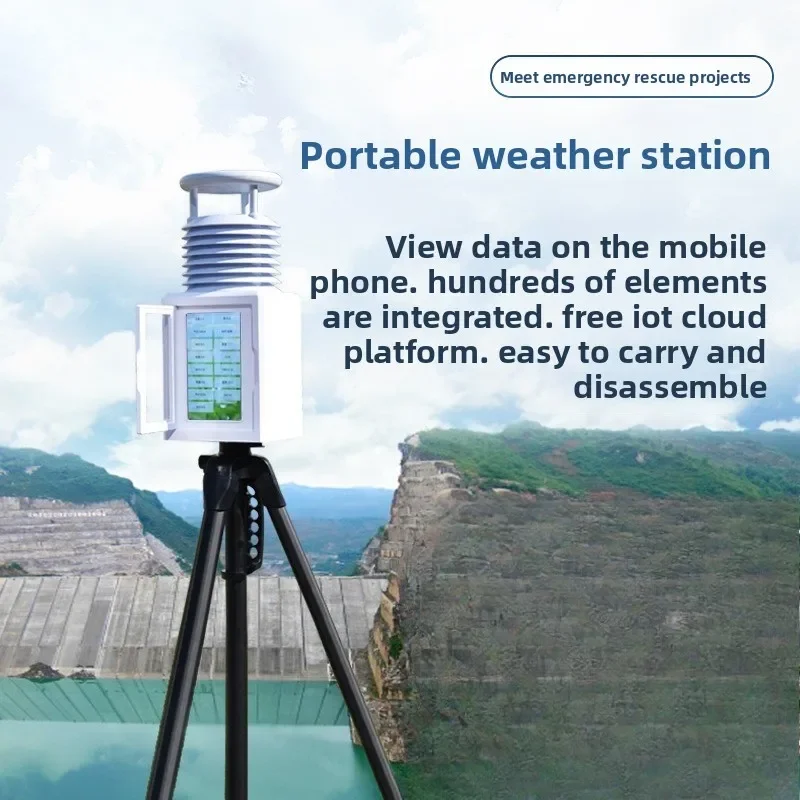Portable weather station, wireless multi-parameter temperature and humidity movable