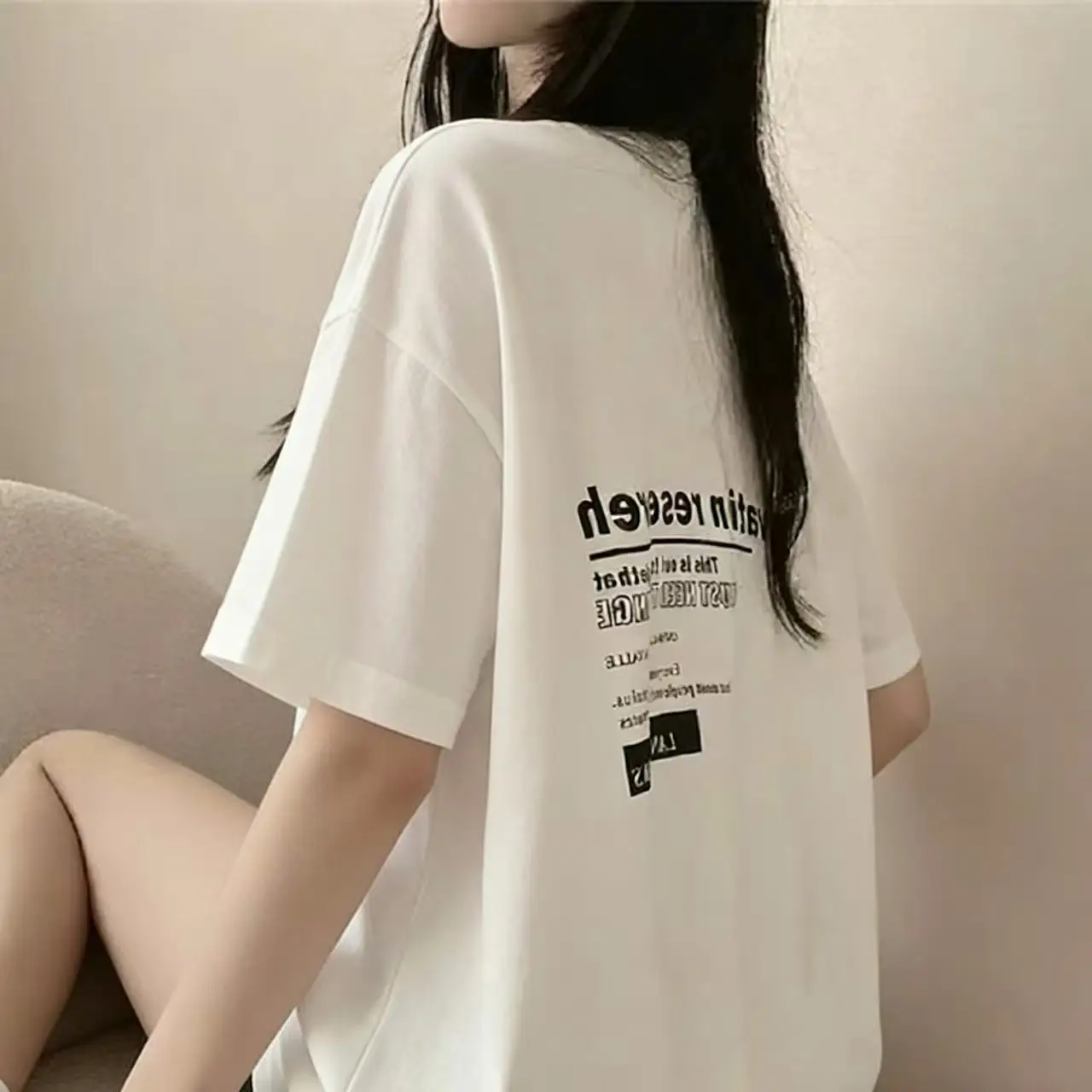 Loose Fit Pure Cotton Short Sleeve T-Shirt Unisex Casual Style round Neck Graphic Print Summer New Arrival from Guangzhou