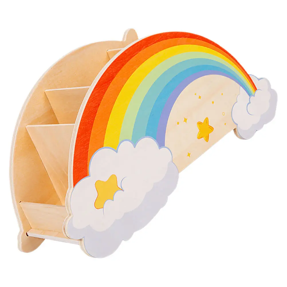 Rainbow Cloud Wooden Pencil Holder Large Capacity Desk Organizer for Kids Students Teachers Markers Colored Pencils Makeup