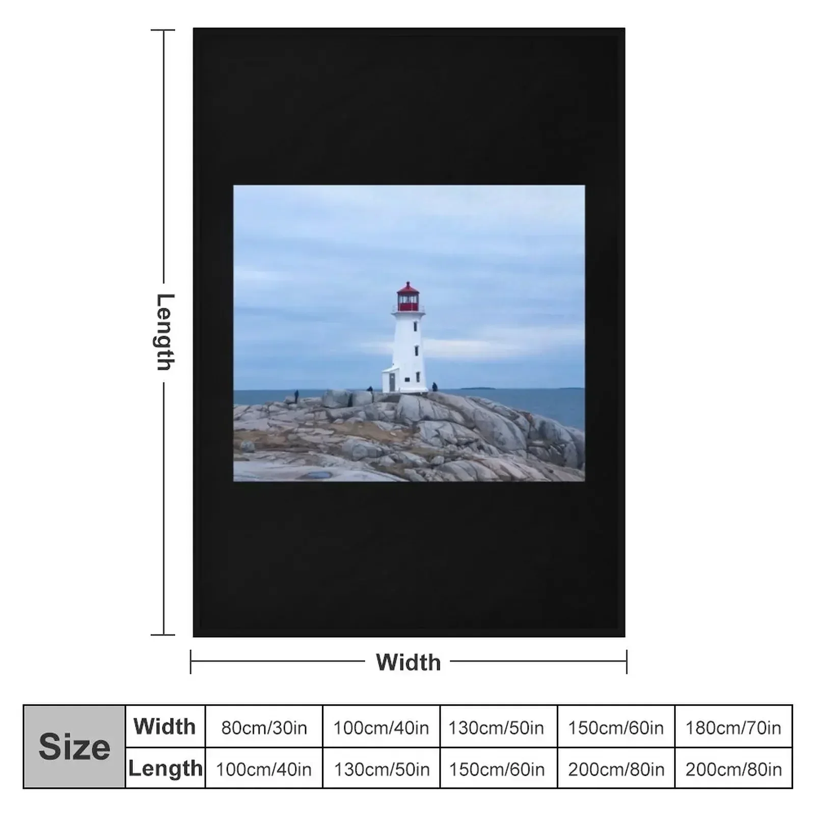 Peggy's Cove Lighthouse in Nova Scotia Throw Blanket Large Flannel Fabric Blankets