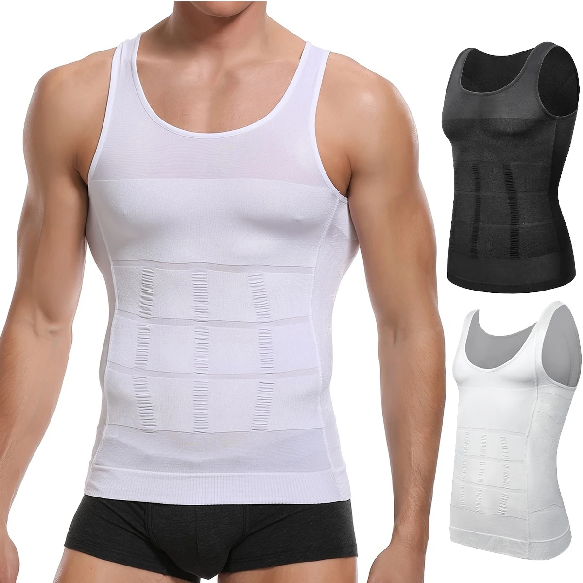 

Men Slimming Body Shaper Chest Compression Shirts Tummy Control Shapewear Abdomen Slimming Vest Waist Trainer Corset Tank Top