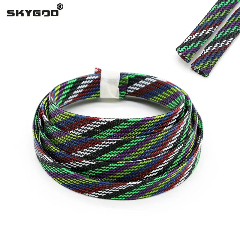 

1~50m 7 Colors PET Braid Sleeve 2/4/6/8/10/12/14/16mm High Density Sleeving Snake Skin Cable Wrap Sheath For Electric Cables