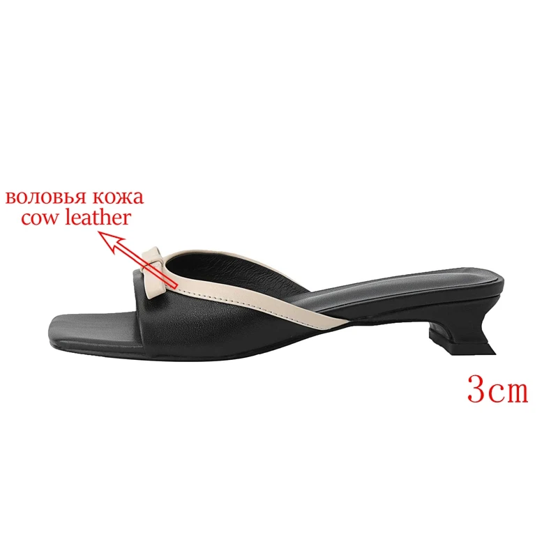 Lenkisen pełna skóra licowa Peep Toe szpilki Slip on muły Butterfly-knot mieszane kolory koreański styl słodkie kobiety sandały L56