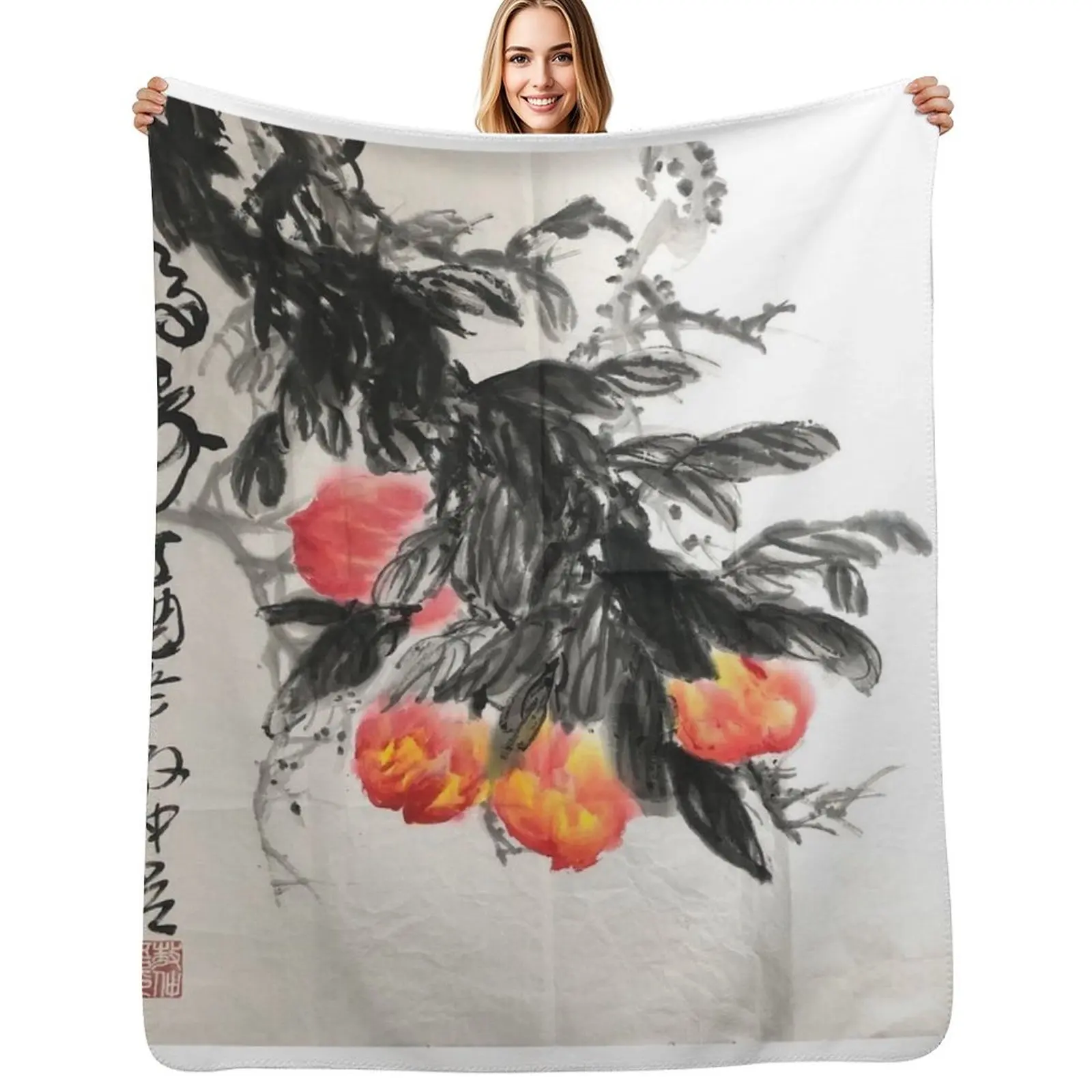 

AU 61 - Happiness & Longevity Throw Blanket Quilt Soft Beds Flannel Fabric Blankets