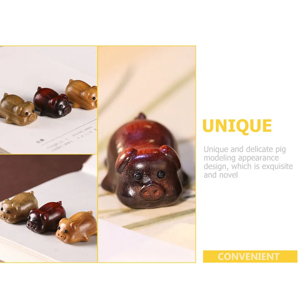 

Mini Pig Hanging Decoration Desktop Accessories Chinese Style Pendant Manual Cute Sandalwood Decorative Toys Animals