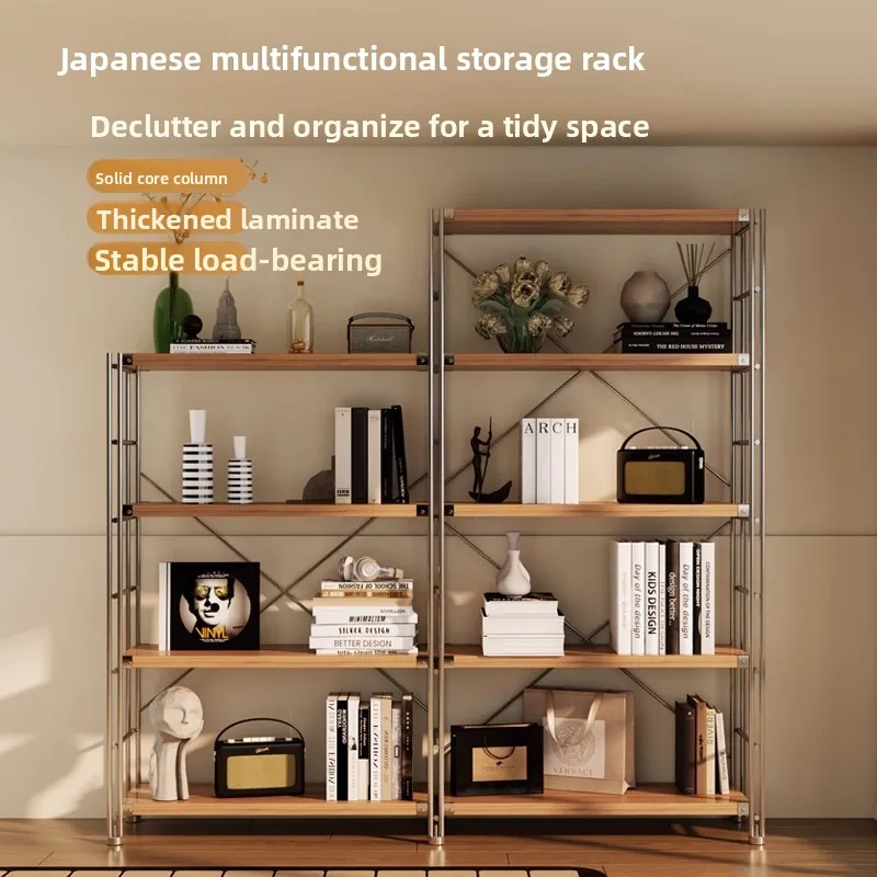 4-Tier Multi-layer Storage Rack Bookshelf Household Floor Storage Rack Kitchen Shelf Display Rack Kitchen Storage Microwave Home