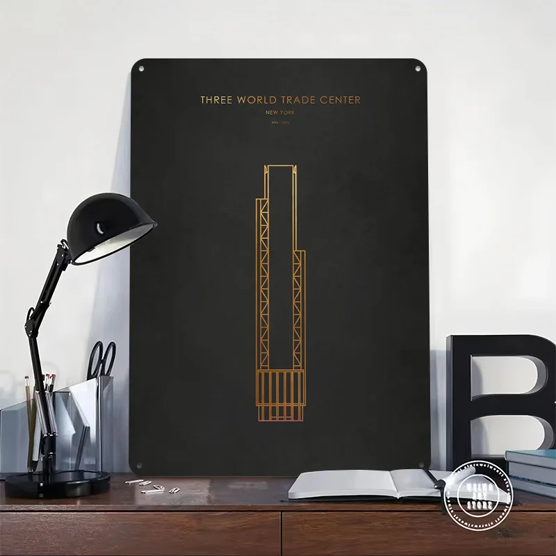 Three World Trade Center Metal Poster Perfect Gift for Fans Lovers Customized Wall Art Metal Sign for Decoration Room Wand Deko