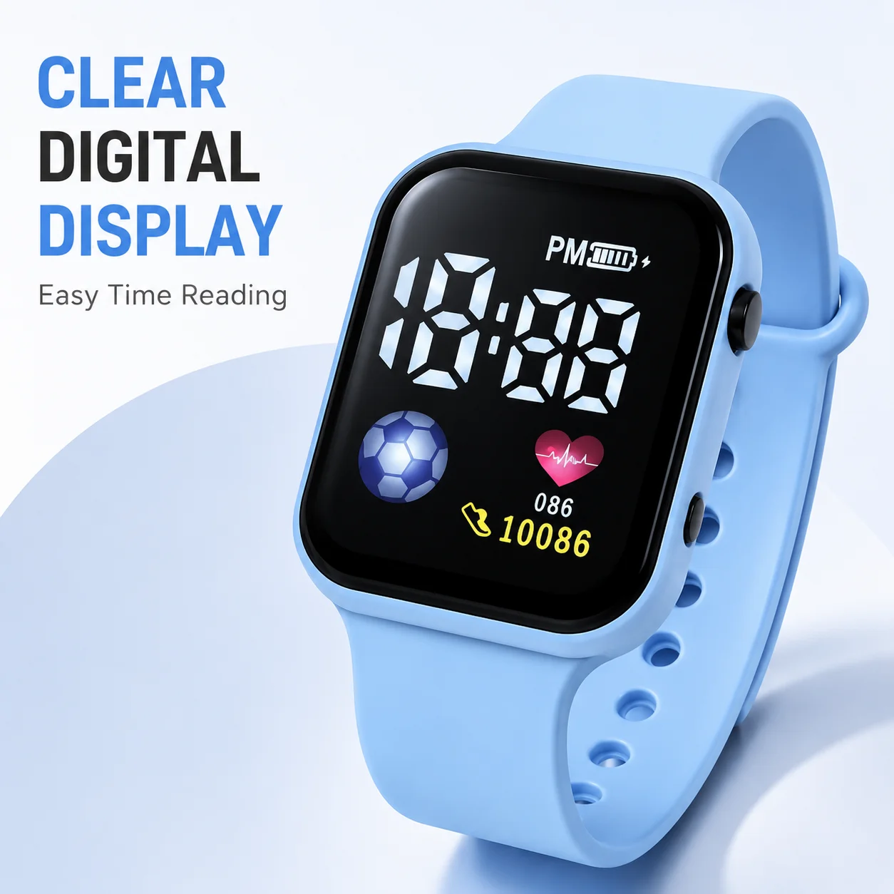 Reloj Digital LED Colorido, Conjunto de Relojes de Pulsera Casuales con Esfera Cuadrada y Correa Ajustable, 5 Opciones de Color para Uso Diario y Regalos