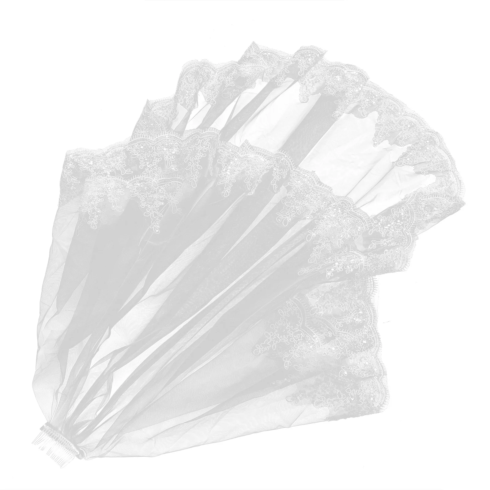 

2 Layers Tulle Short Bridal Veil Sequin Edge Flower Lace Lightweight Breathable Wedding Veils Bridal Shower Party