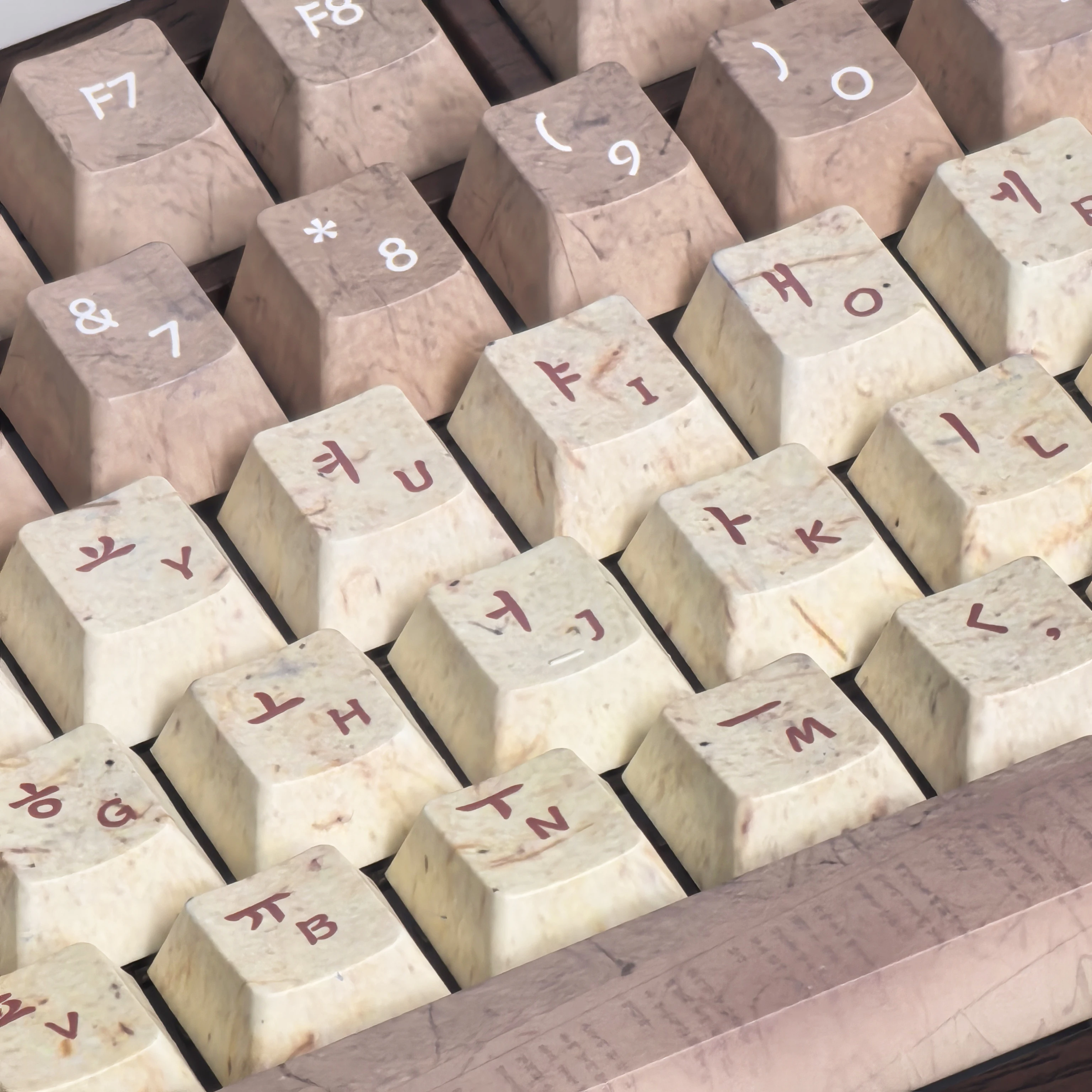 

Custom Keyboard Keycaps With Retro Hanji Theme Iso/Ansi Layout Korean Ancient Culture Style Pbt Cherry Gray-Brown Hangul Keycap