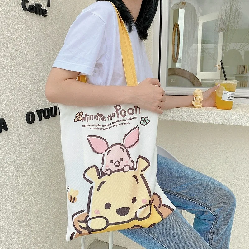 Disney canvas bag Girl's new Winnie the Pooh shoulder bag Cute little bag handbag with large capacity  crossbody bags for women