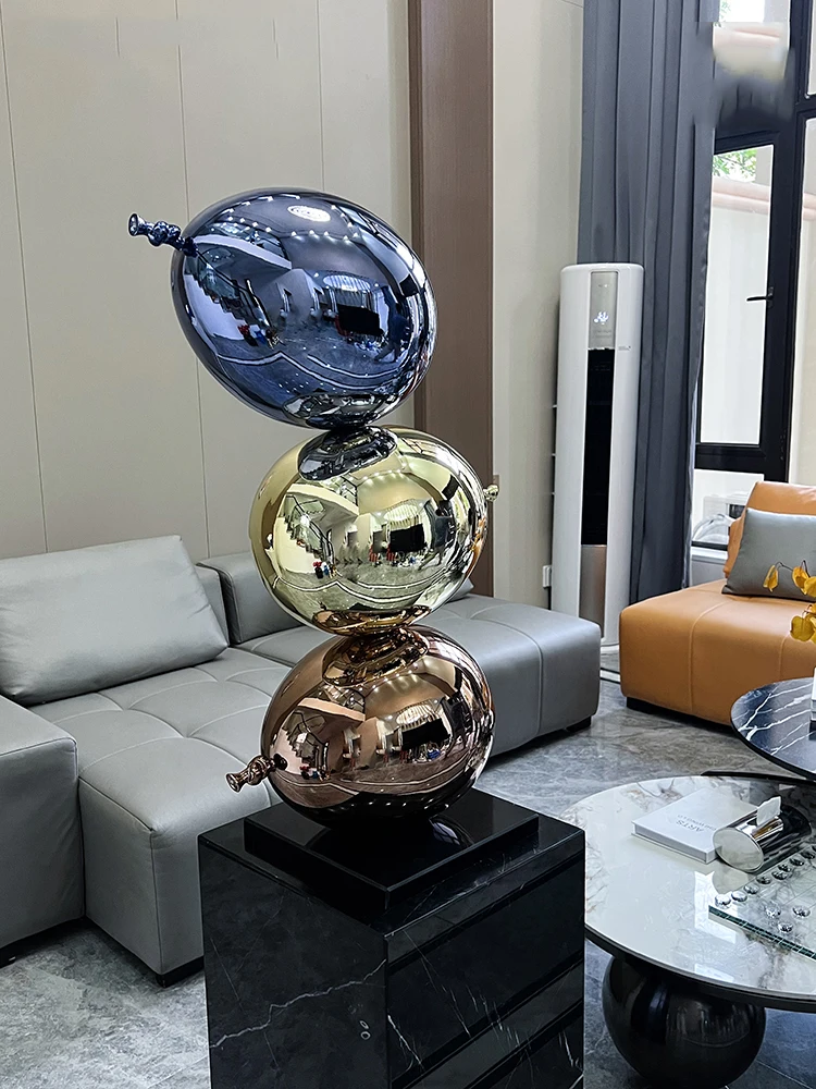 Colorful Stacked Ball Art Ornaments Home Decor Large Floor Decorations Abstract Art Ornaments Nordic Sculpture Electroplated Bal