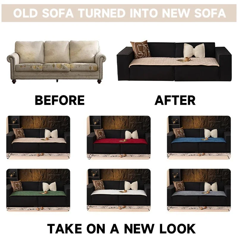 Vintage Corduroy Quilted Sofa Cover Non-Slip Backing Machine Washable Anti-Cat Scratch Protector for Living Room Home Decor