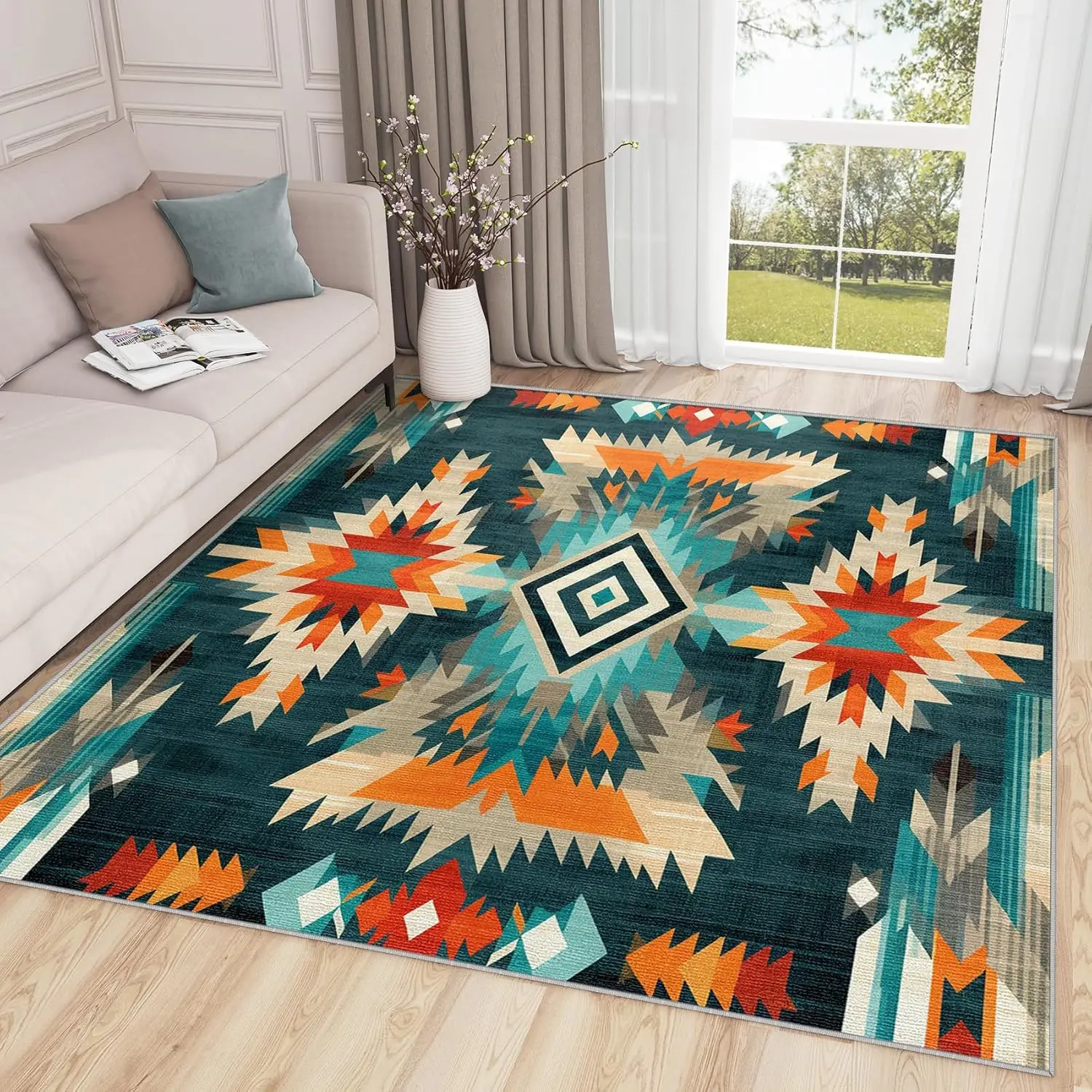 

Geometric Totem Carpet Native American Area Rug Southwestern Tribal Rugs Ethnic Geometric Abstract Carpet Anti slip large carpet