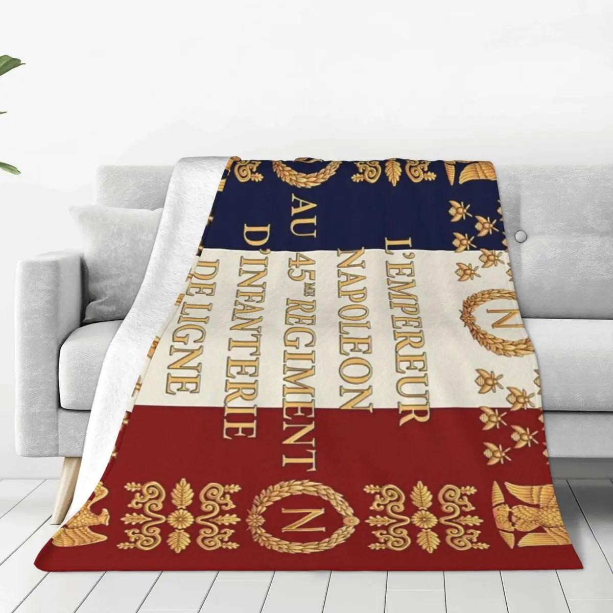 Napoleonic French 45me Regimental Flag Fluffy Baby Blanket Sofa Camp Nap Bedspread Cozy Flannel Blanket Bedroom Decor