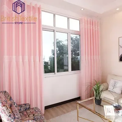 

Modern Curtain for Living Dining Room Bedroom Simple Lace Curtain Princess Style Pink Net Red Double Curtain Tulle Customization