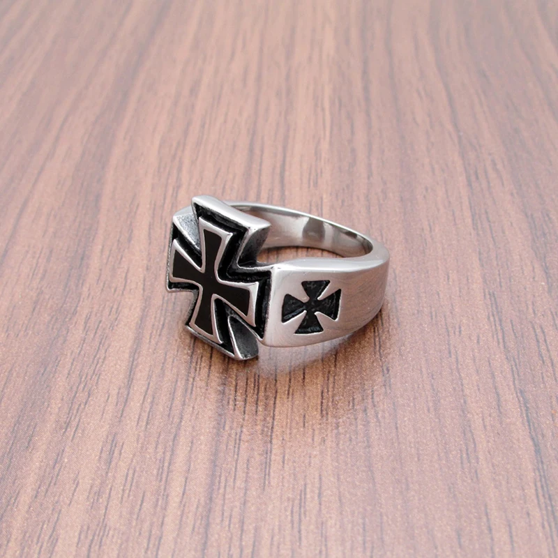 316L Stainless Steel Vintage Norse Viking Finger Nordic Cross Ring Silver Color Design Jewelry For Men\'s Gift