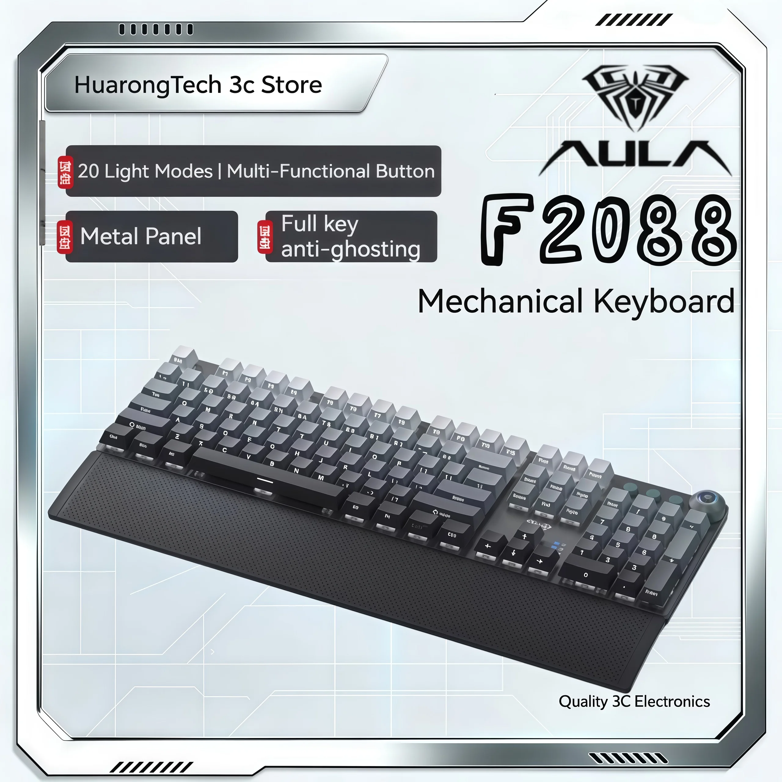 AULA F2088 Mechanical Keyboard Backlight Wired 104Keys 100% layout Custom Full Key No Punch For E-Sport Gaming Keyboard