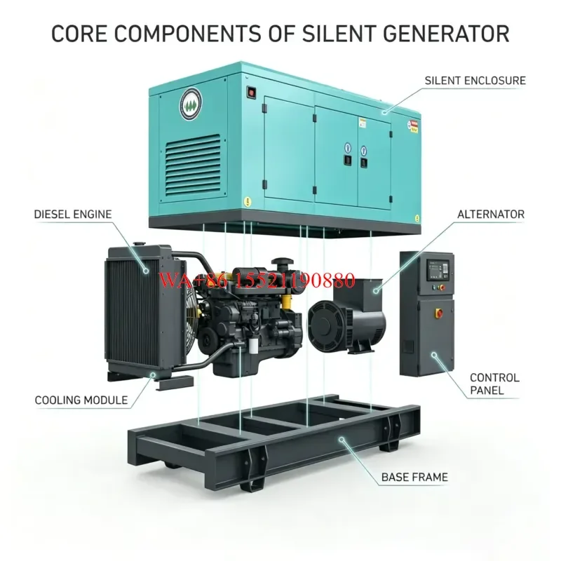 WMWMNU for Weichai 40KW 50KVA Silent Diesel Generator Set Single Phase 220V Soundproof Genset with ATS Auto Start Backup