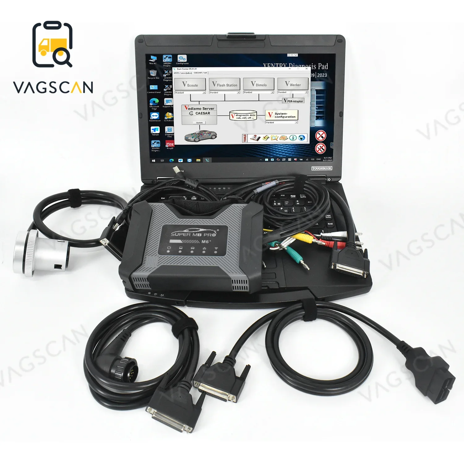 SUPER MB PRO M6+ Wireless Star Diagnosis Tool For CF54 laptop PC with Multiplexer + Lan + OBD2 16pin Main Test with SSD