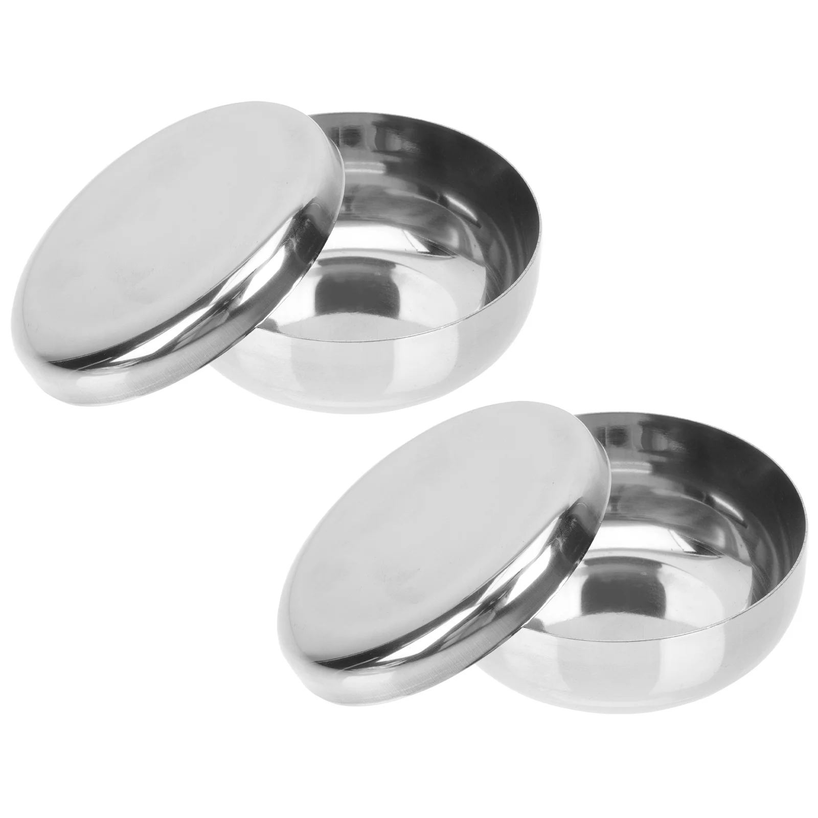 

2 Sets Steam Rice Bowl Stainless Steel Korean Dining Silver Metal Serving
