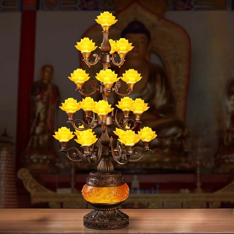 

Jiupin Respect Buddha Lotus Lamp Supply Lamp Hall Buddha Front Guanyin Glazed Buddha Supply Plug-in Everbright Lamp