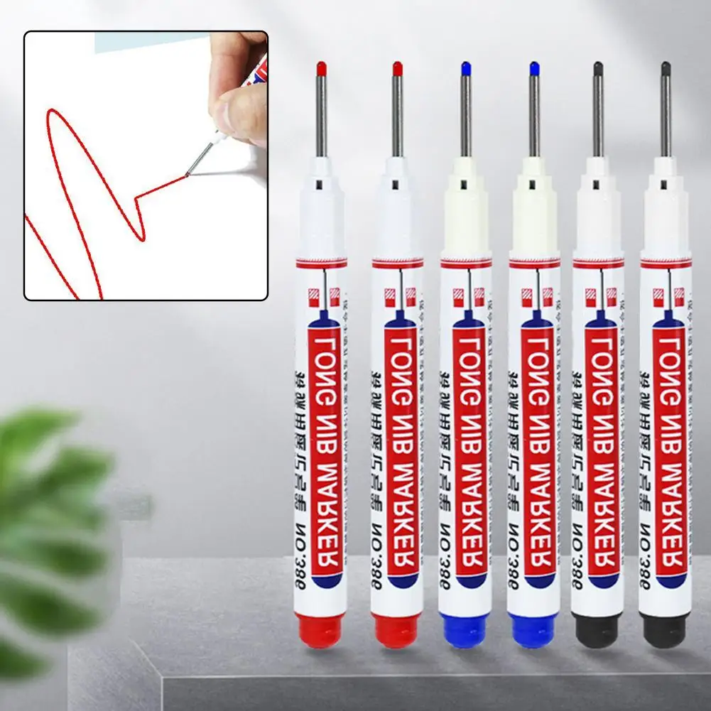 2cm Waterproof Long Head Markers Deep Hole Marker Pen For Metal Carpenter Red/Black/Blue/Green Ink Woodworking Tools