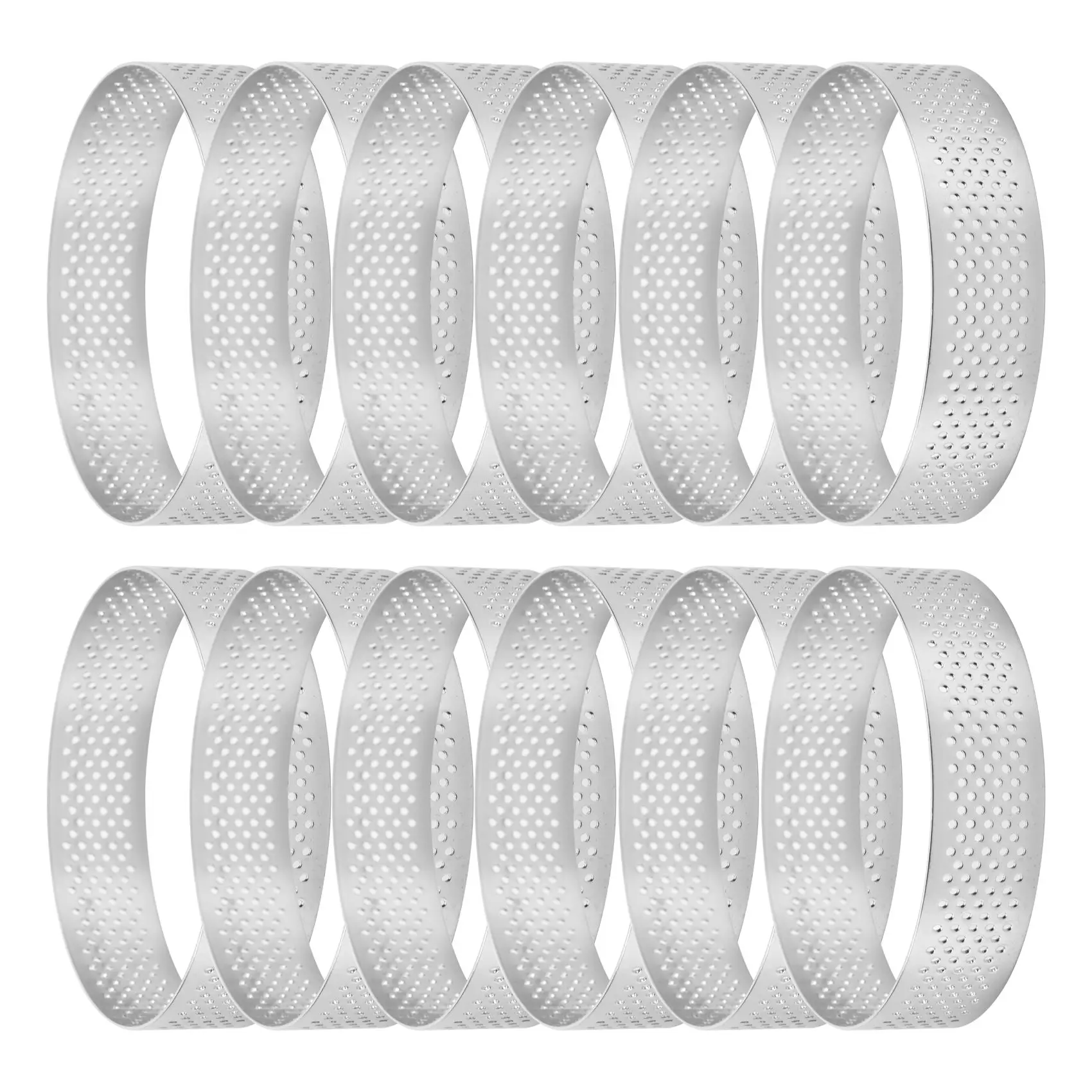 12 Pack Stainless Steel Tart Rings,Perforated Cake Mousse Ring,Cake Ring Mold,Round Cake Baking Tools 6cm