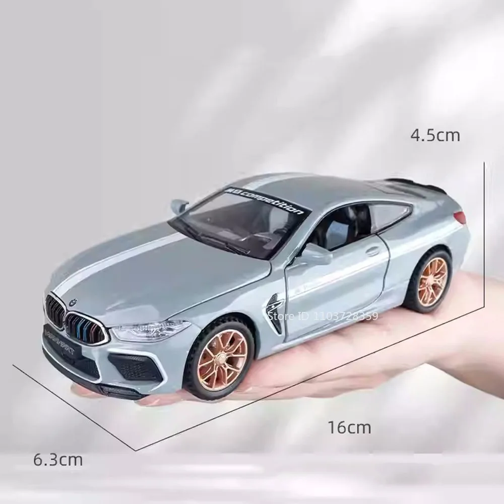 1:32 스케일 M8 모델 장난감 미니어처 슈퍼카 합금 다이캐스트 스포츠카 사운드 라이트 도어 오픈 풀백 장식품 어린이 선물용