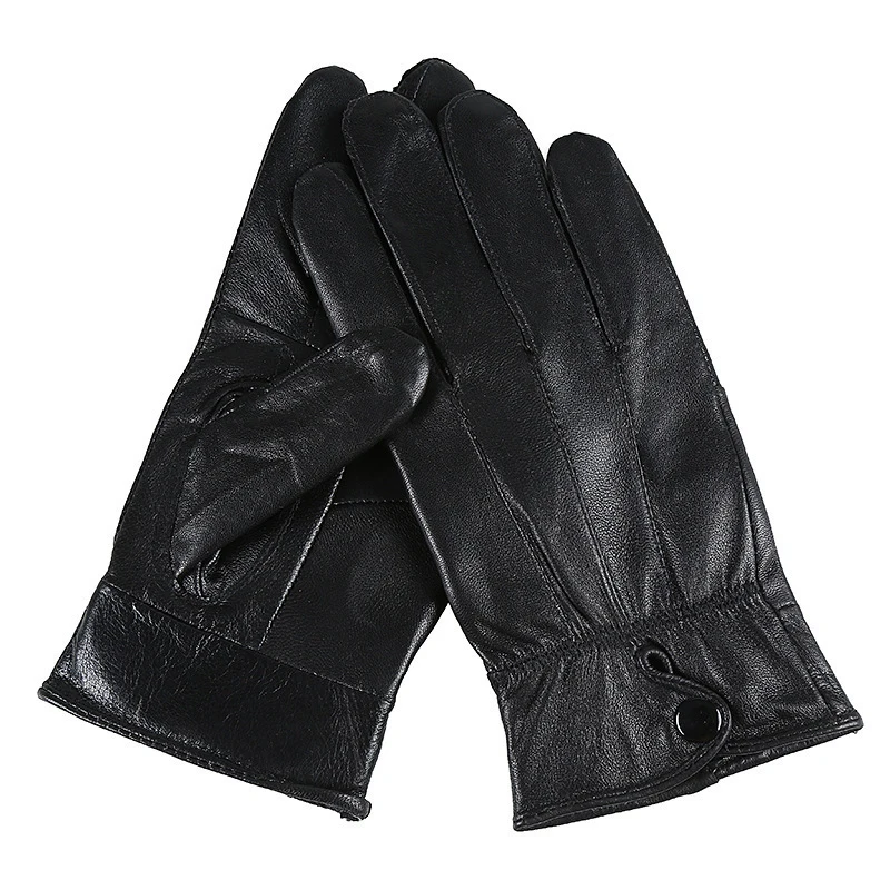 1pair Men\'s PU Leather Winter Autumn Driving Keep Warm Gloves Fleece Tactical Gloves Black Outdoor Sports Waterproof Mitten