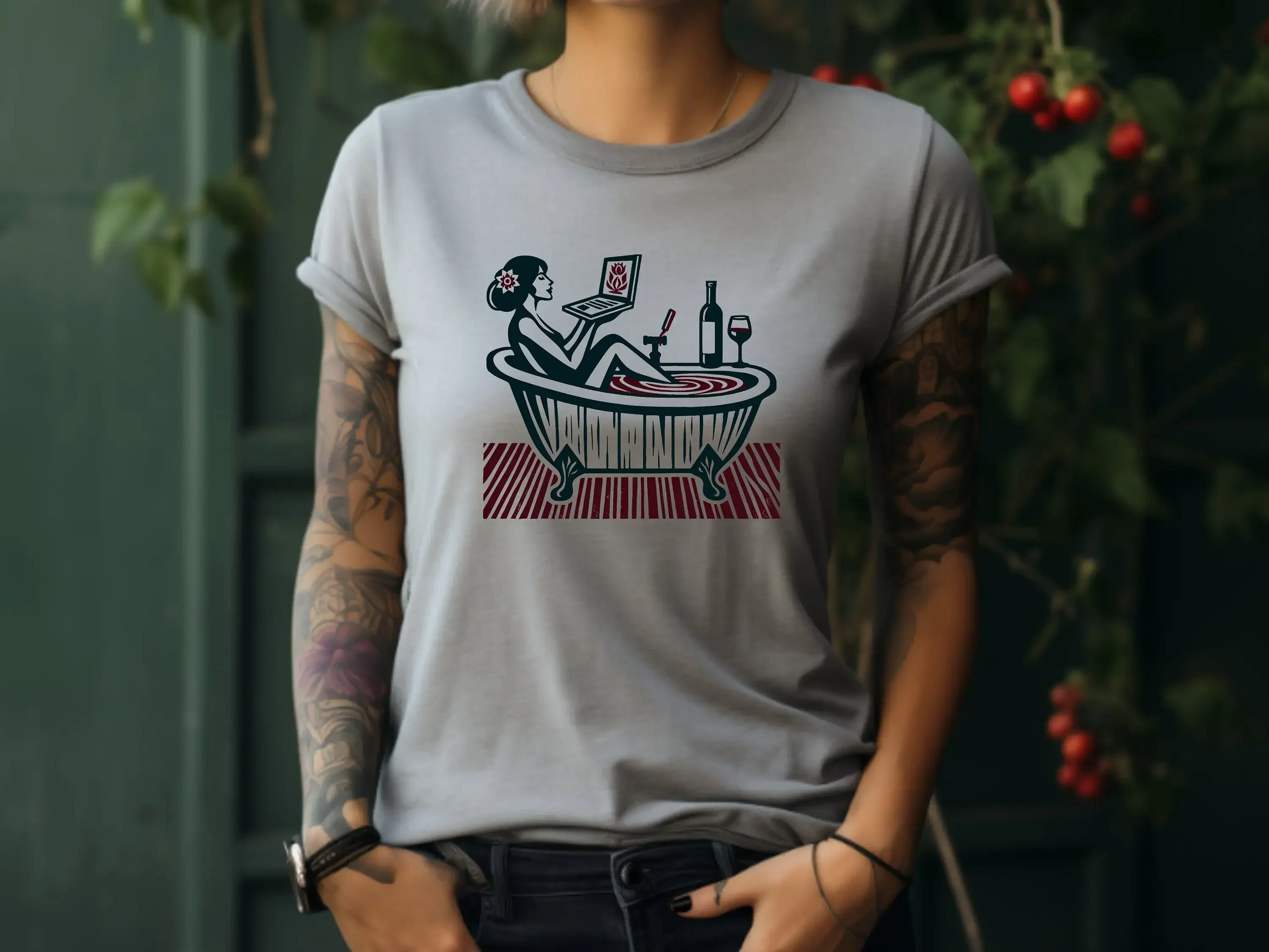 Self Care T Shirt Wine Lover Bathtub Relaxation Wellness Love Spa Day Me Time