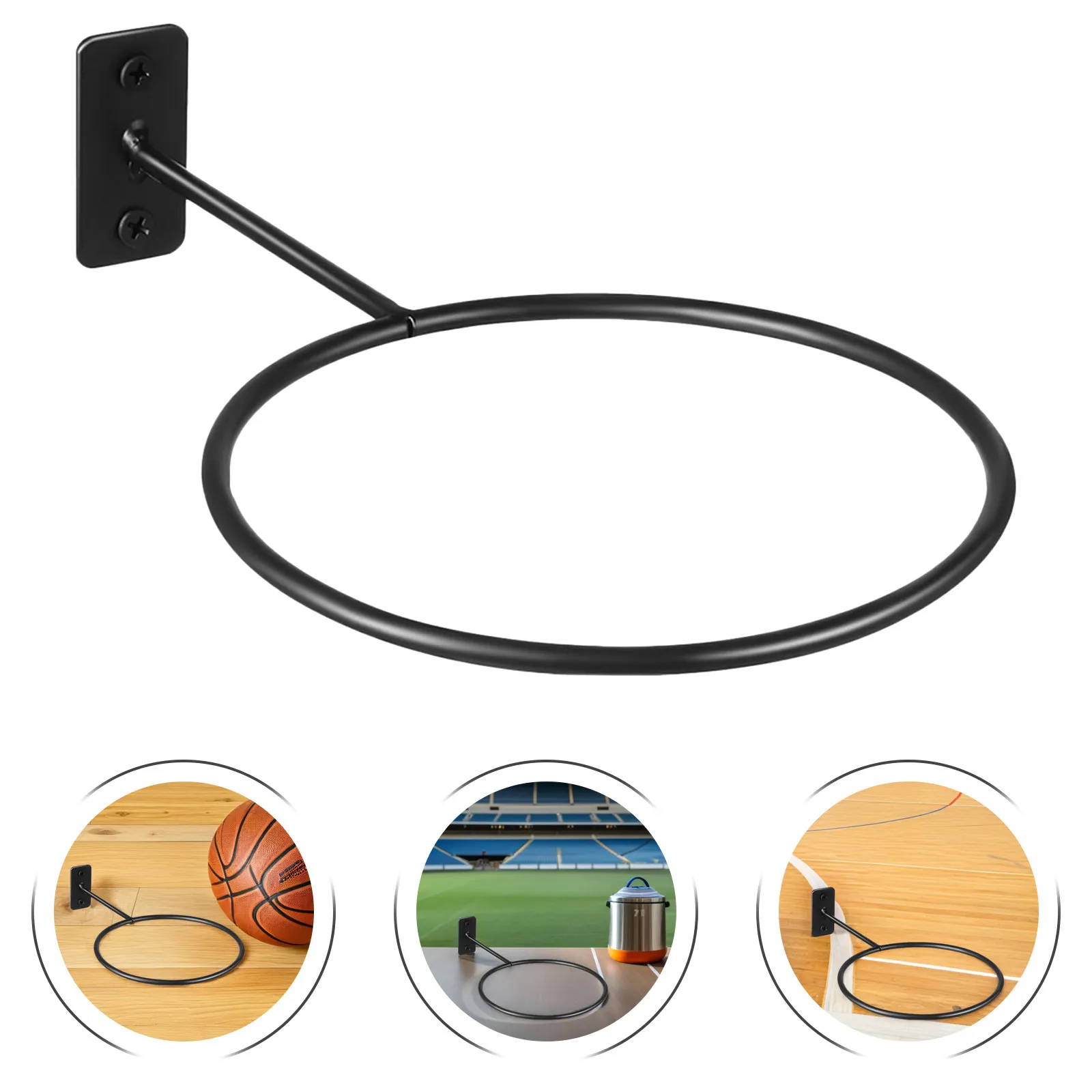 

Набор из 6 прочных металлических настенных держателей для мячей: утолщенная черная конструкция для хранения баскетбольных, футбольных, регбийных и бейсбольных мячей