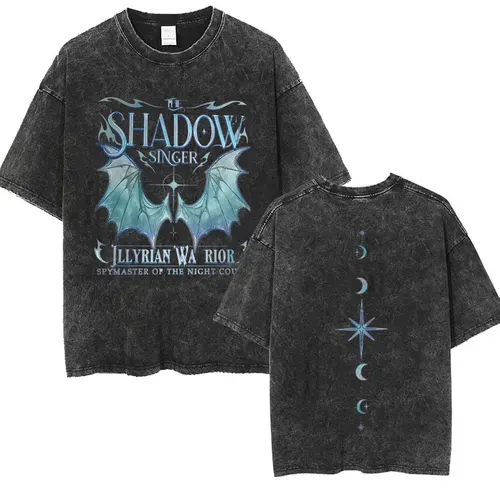 Imagen 1 del producto Camiseta de murciélago limitada para hombres, camisa Vintage lavada, con licencia de Shadowsinger Night Court, SJM, Estética de gran tamaño