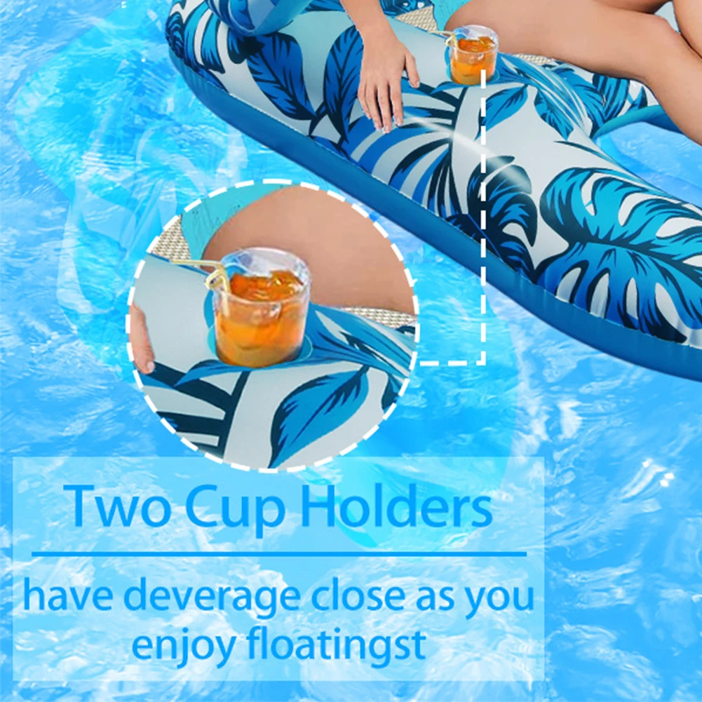 

Adult inflatable maple leaf float multifunctional mesh lounge chair with cup holder and leisure floating bed on water