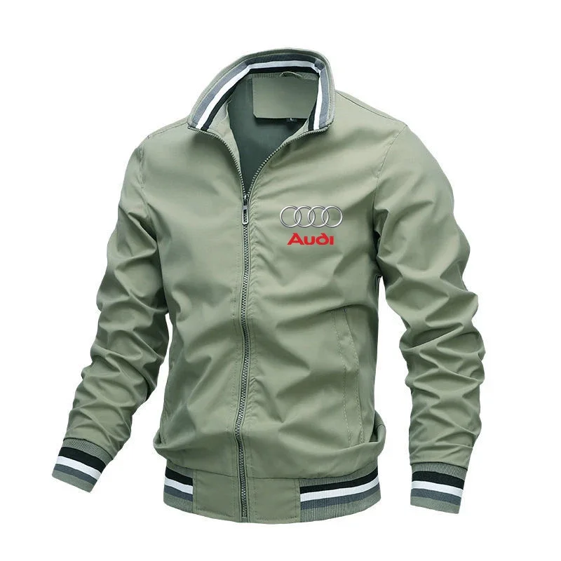 Audi-Chaqueta de motocicleta con estampado de logotipo de coche para hombre, cortavientos informal de gran tamaño, ropa deportiva de motorista,