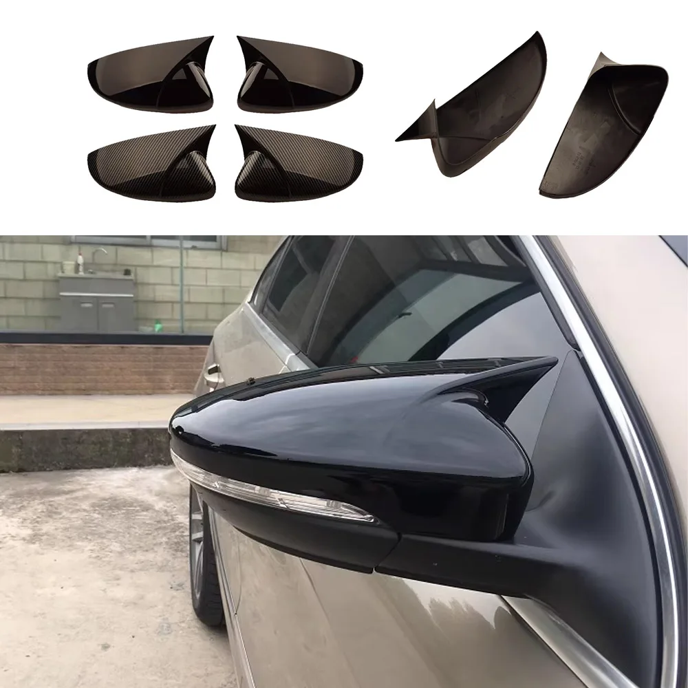 For VW JETTA MK6 Passat B7 Scirocco Beetle CC Eos OX Horn Styling Gloss Black Carbon Side Mirror Cover Car Rearview Mirror Caps