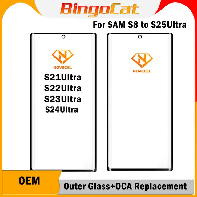 Novecel 5 szt. S928 S24 Ultra OEM Szybka Przednia + Szkło OCA do Samsung Galaxy S22 S23 S25 Ultra S1918Plus 5G Wymiana Pokrywy