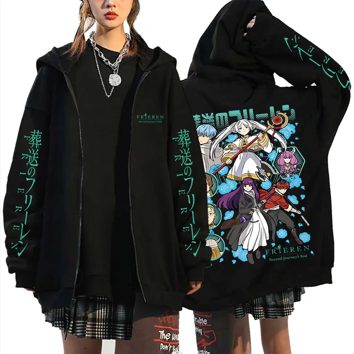

Anime Frieren Beyond Journey's End Zipper Hoodie Men Women Manga Merch Y2k Zip Up Jacket Unisex Fleece Cotton Zip Up Sweatshirt