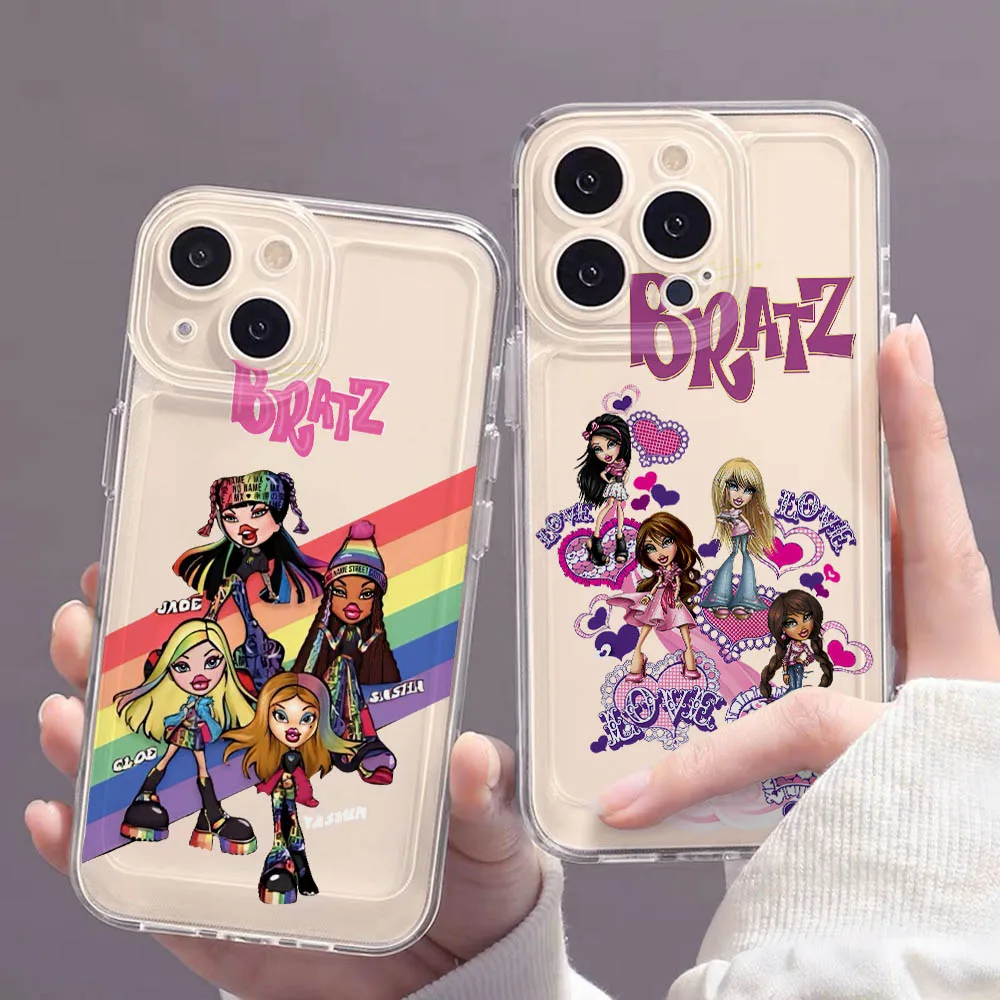 Cute Girl Bratzs Dolls Phone Case for Samsung Galaxy A73 A72 A71 A55 A54 A53 A52 A51 A50 A33 A32 A23 A13 4G 5G Clear Capa Cover