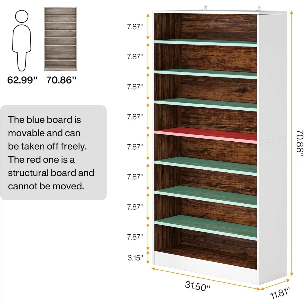 Tall Shoe Cabinet, 9 Tiers 40-45 Pairs Heavy Duty Wood Freestanding Shoe Storage Cabinet, 70.8'' Tall Shoe Cabinet with Open